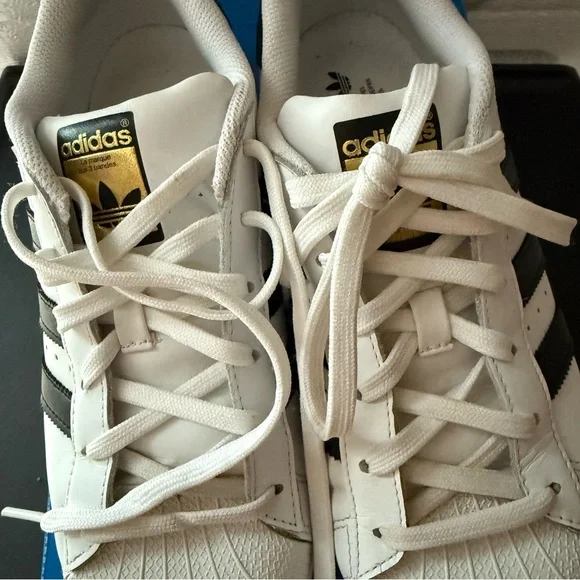 Adidas Superstar White Sneakers with Black Stripes - Picture 3 of 5